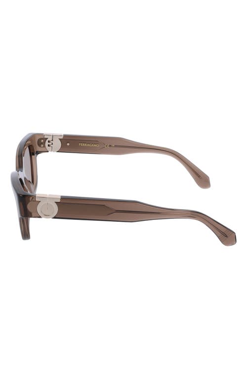 Ferragamo Gancino Rectangle Acetate Sunglasses In Transparent Brown