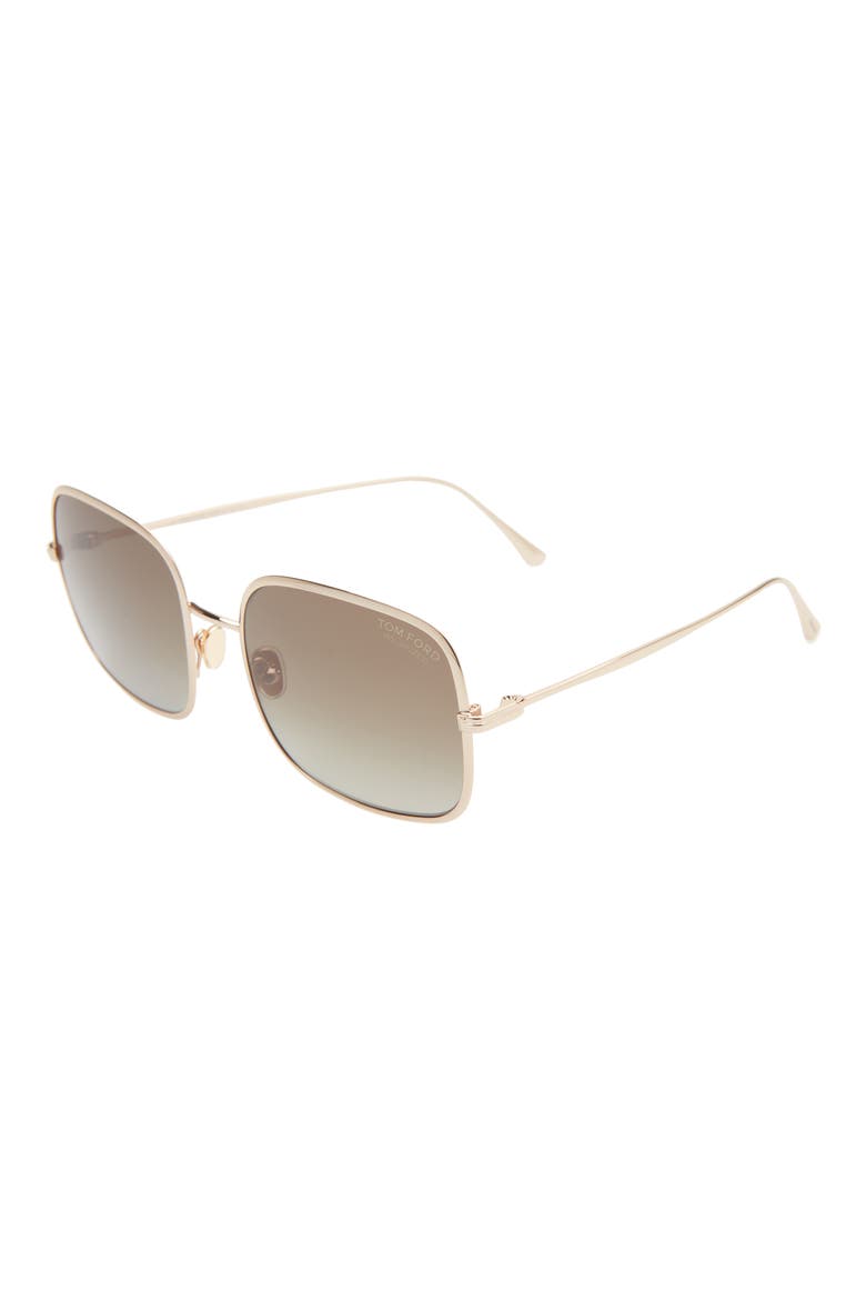 Keira 54mm Polarized Square Sunglasses, Alternate, color, SHINY ROSE GOLD / BROWN LENSES