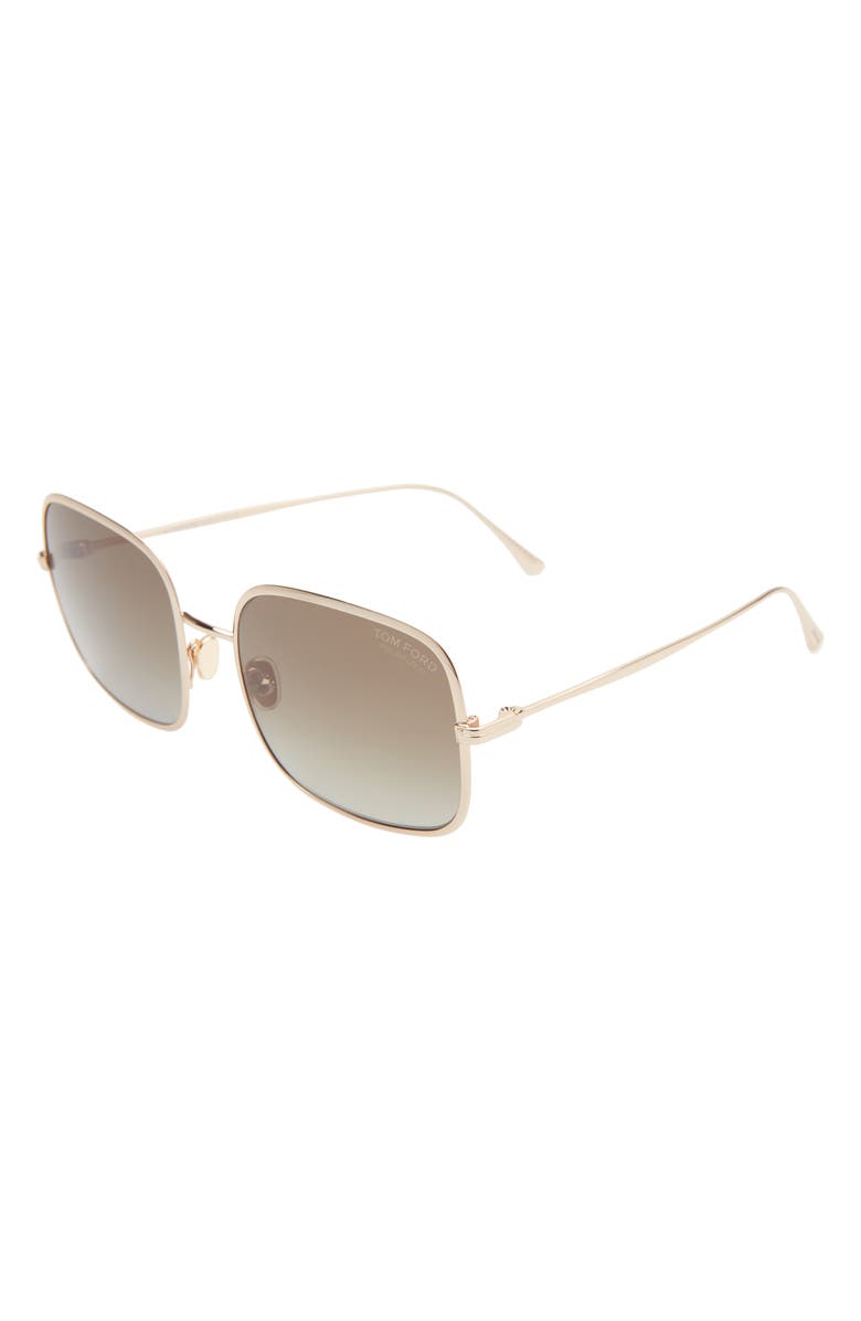 TOM FORD Keira 54mm Polarized Square Sunglasses, Alternate, color, Shiny Rose Gold / Brown Lenses