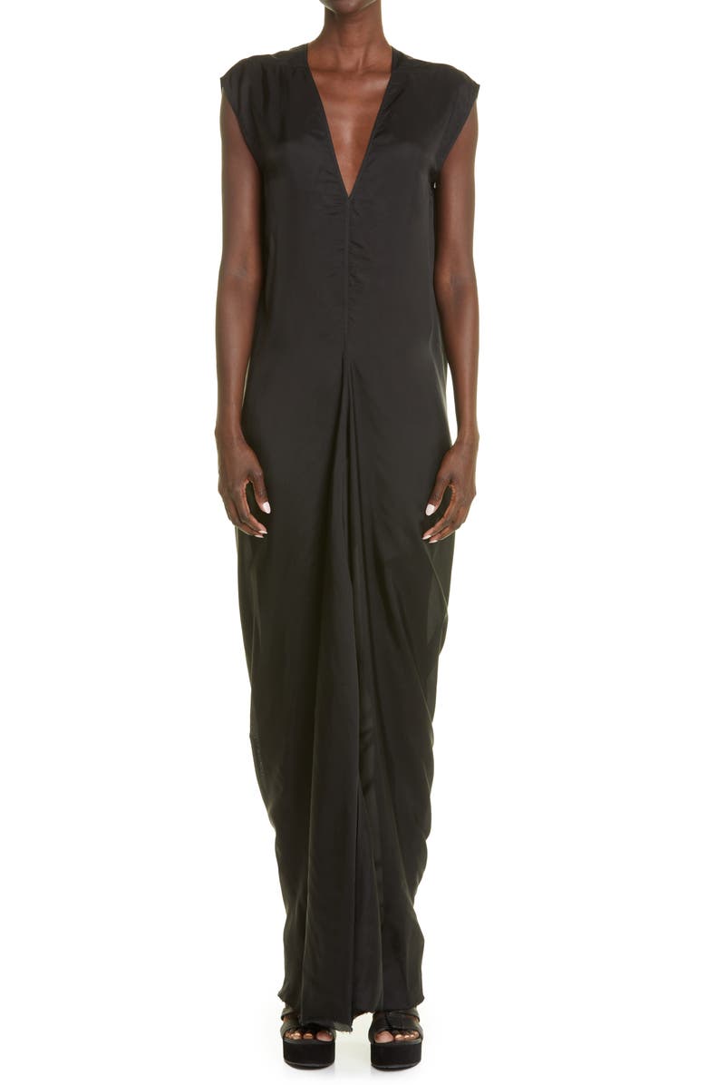 Rick Owens Lobster V-Neck Cupro Gown, Main, color, 