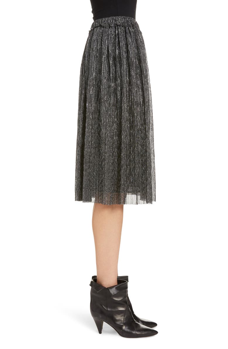 Isabel Marant Étoile Beatrice Pleated Lamé A-Line Skirt, Alternate, color, 