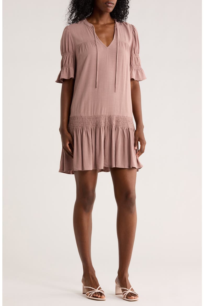 Drop Waist Minidress, Main, color, LIGHT MOCHA