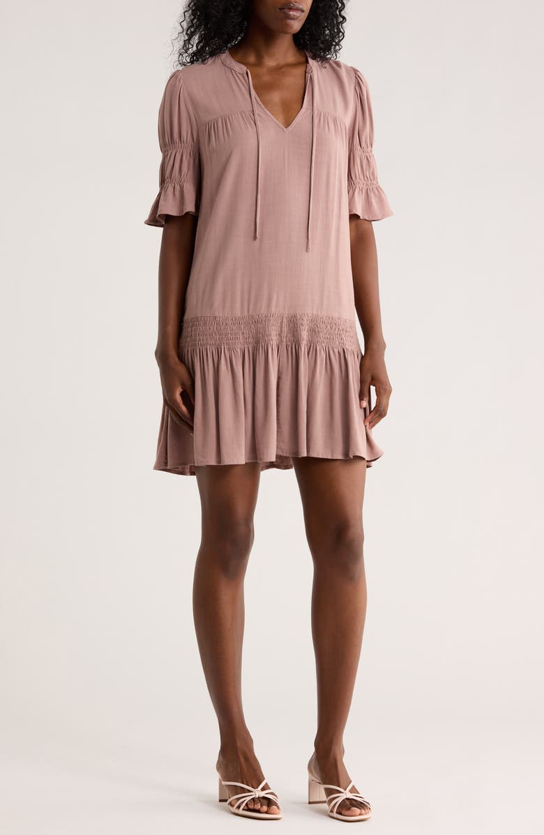 Lovestitch Drop Waist Minidress, Main, color, Light Mocha