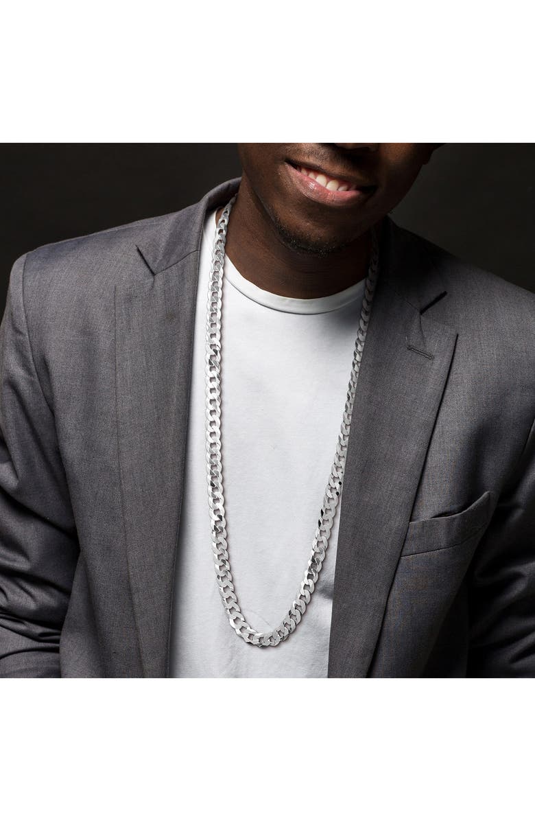 DELMAR Sterling Silver Bevel Curb Chain Necklace, Alternate, color, Silver