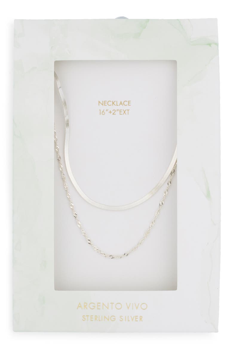 Herringbone Layered Necklace, Main, color, SILVER