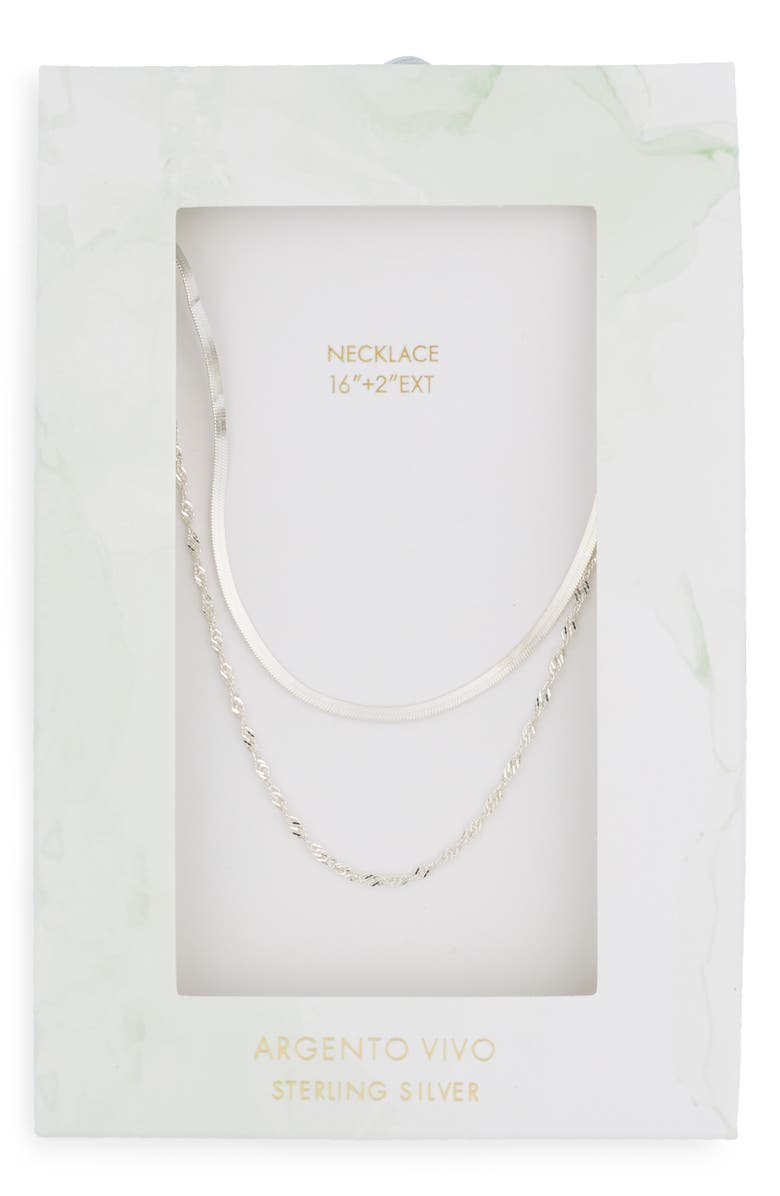 Argento Vivo Sterling Silver Herringbone Layered Necklace, Main, color, Silver
