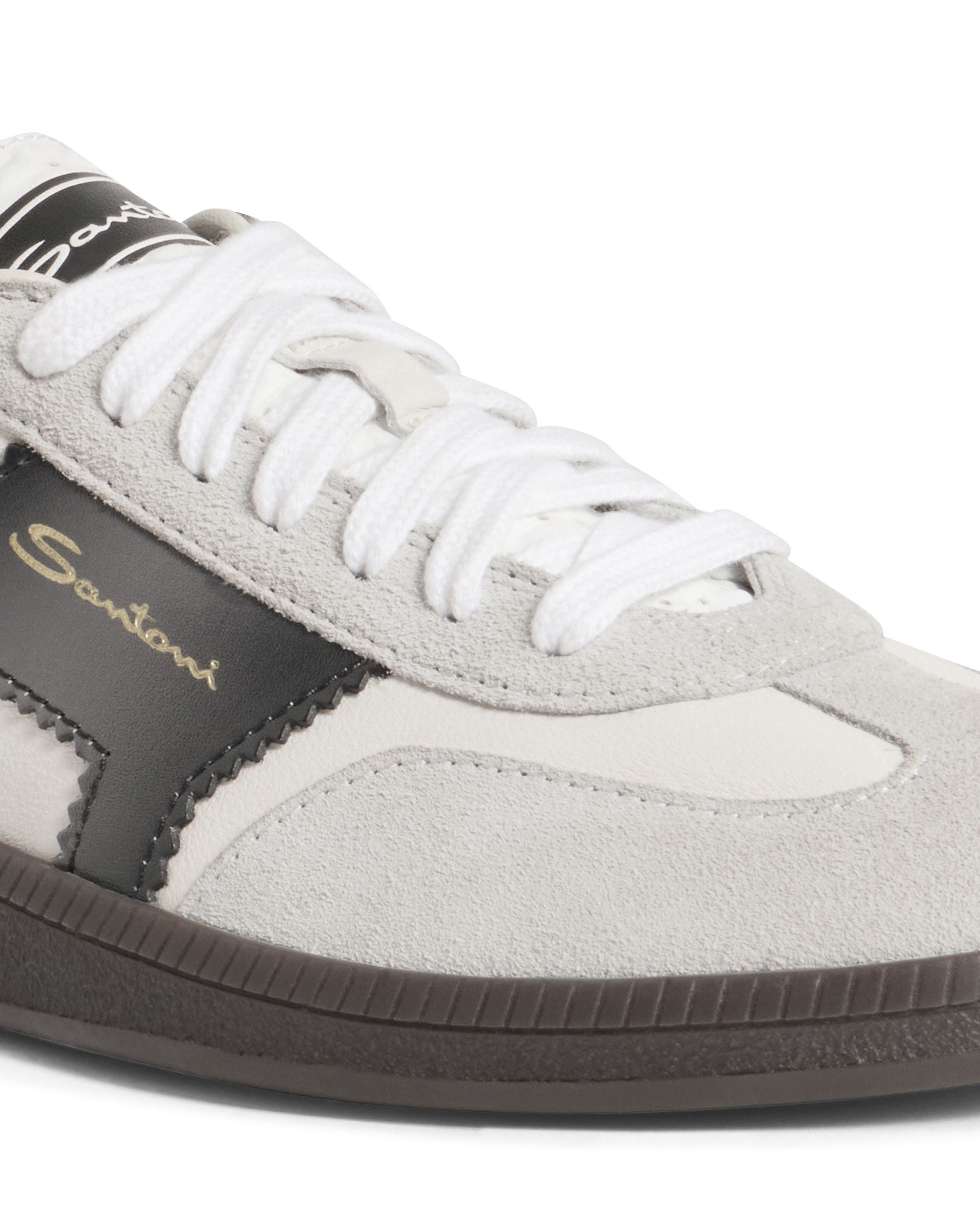 Santoni Leather and Suede DBS Oly Sneaker, Alternate, color, White