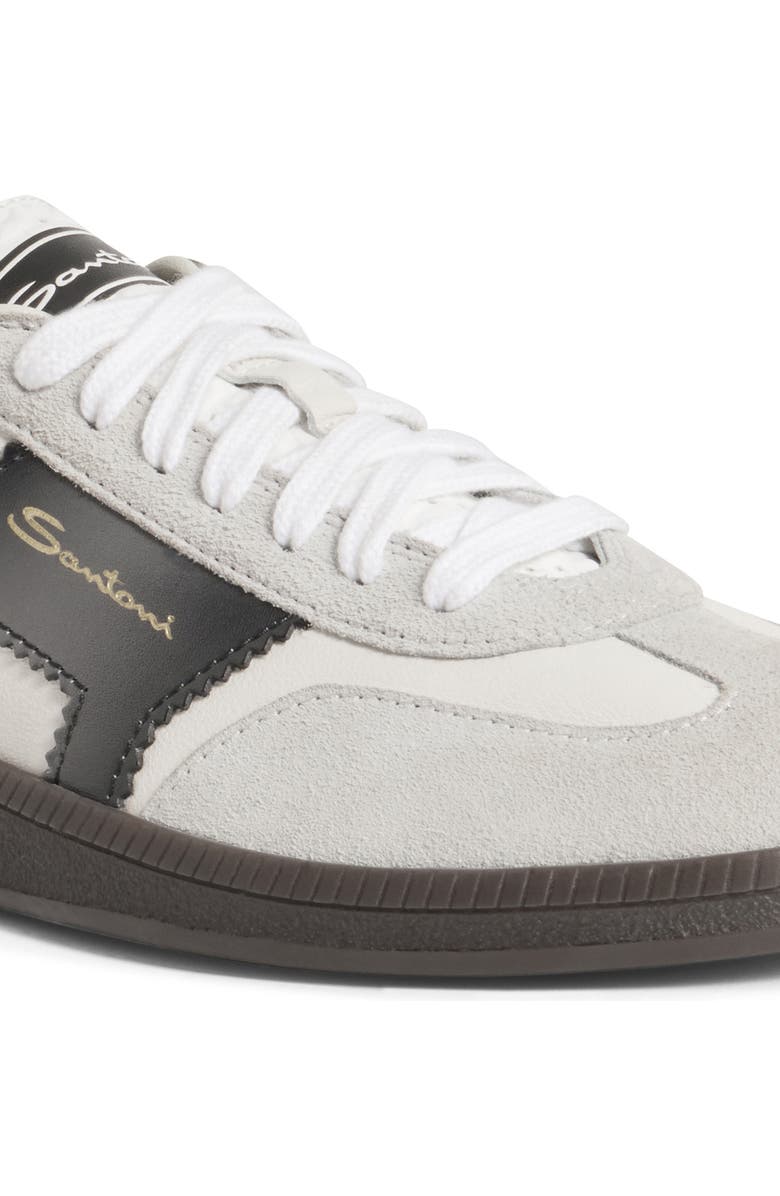Santoni Leather and Suede DBS Oly Sneaker, Alternate, color, White
