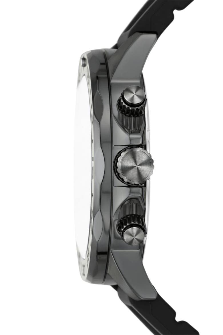 Bannon Multifunction Silicone Strap Watch, 45mm, Alternate, color, GUNMETAL
