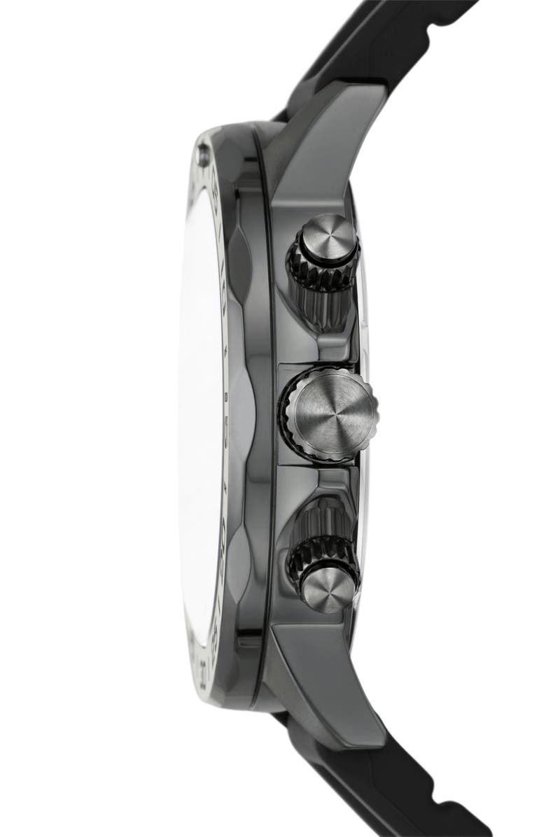 Fossil Bannon Multifunction Silicone Strap Watch, 45mm, Alternate, color, Gunmetal