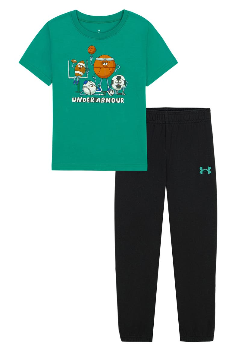 Kids' Sports Graphic Tee & Pants Set, Main, color, GEODE GREEN