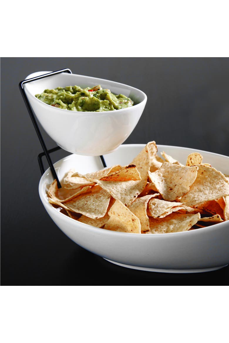 Gracious Dining 2 Tier Chip and Dip Server Set, Alternate, color, White