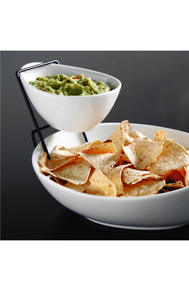 Gibson Gracious Dining 2 Tier Chip and Dip Server Set, Alternate, color, White