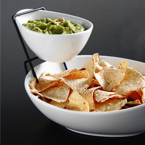Gibson Gracious Dining 2 Tier Chip And Dip Server Set In White