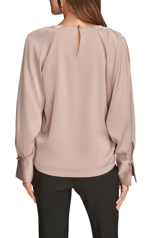 Donna Karan New York Chain Detail Long Sleeve Top In Neutral