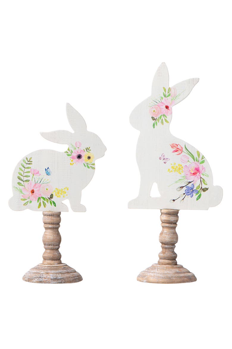 Set of 2 Easter Wooden Bunny Table Decor, Main, color, White