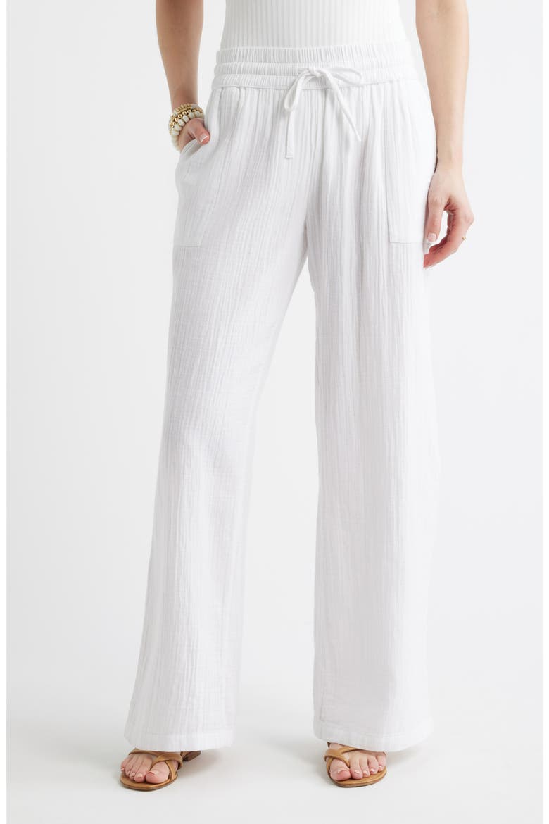 Wide Leg Gauze Pants, Main, color, WHITE
