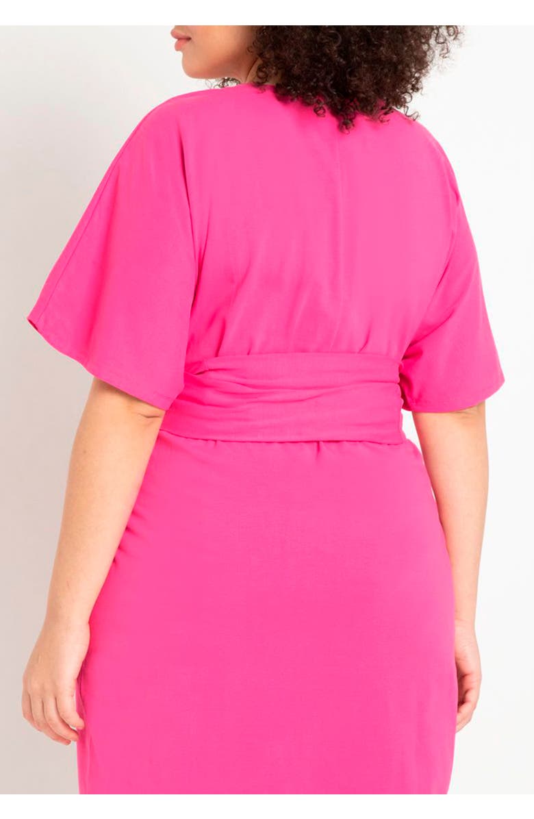 ELOQUII Cross Front Flutter Sleeve Dress, Alternate, color, Pink