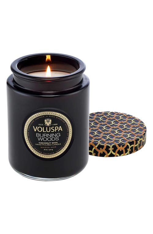 Voluspa Burning Woods Large Jar Candle In Black