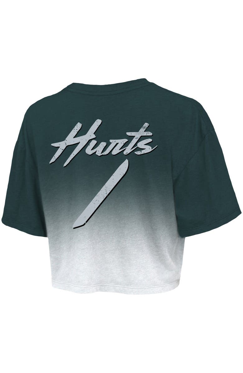 Majestic Threads Women's Majestic Threads Jalen Hurts Green/White Philadelphia Eagles Dip-Dye Player Name & Number Crop Top, Alternate, color, Green