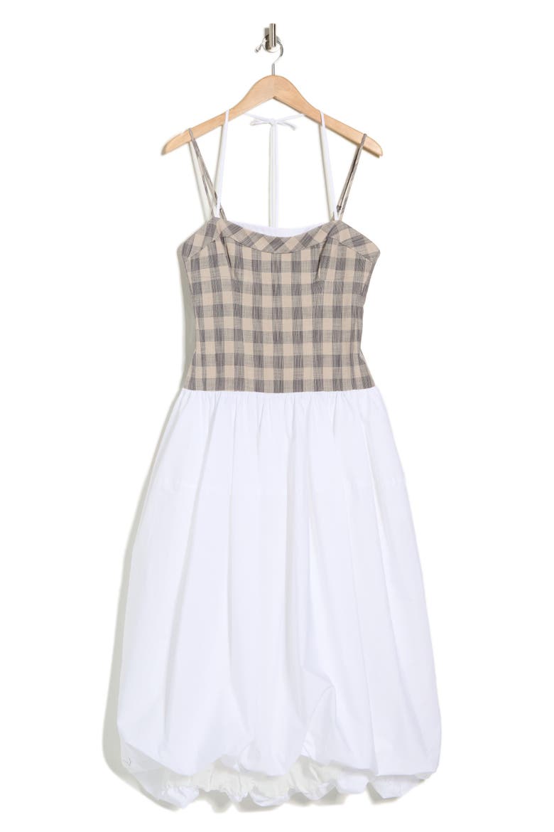 Pfeiffer Bustier Bubble Hem Dress, Alternate, color, MIDNIGHT GINGHAM