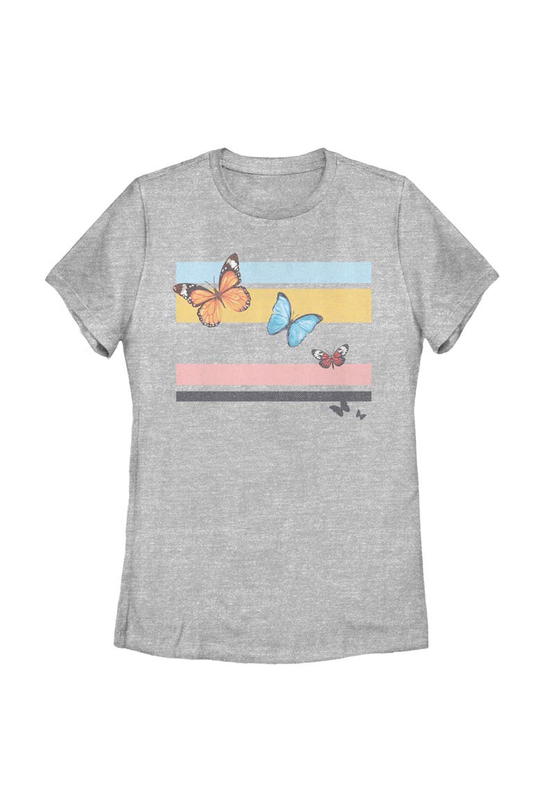 Women's Lost Gods Distressed Butterfly Flag  Graphic T-Shirt, Main, color, Athletic Heather