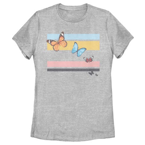 Women's Lost Gods Distressed Butterfly Flag  Graphic T-Shirt