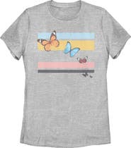 Lost Gods Women's Distressed Butterfly Flag Short Sleeve Graphic T-Shirt