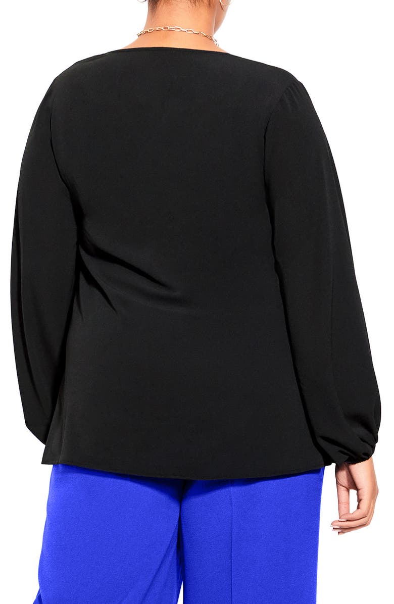 City Chic Pippa Blouson Sleeve V-Neck Top, Alternate, color,