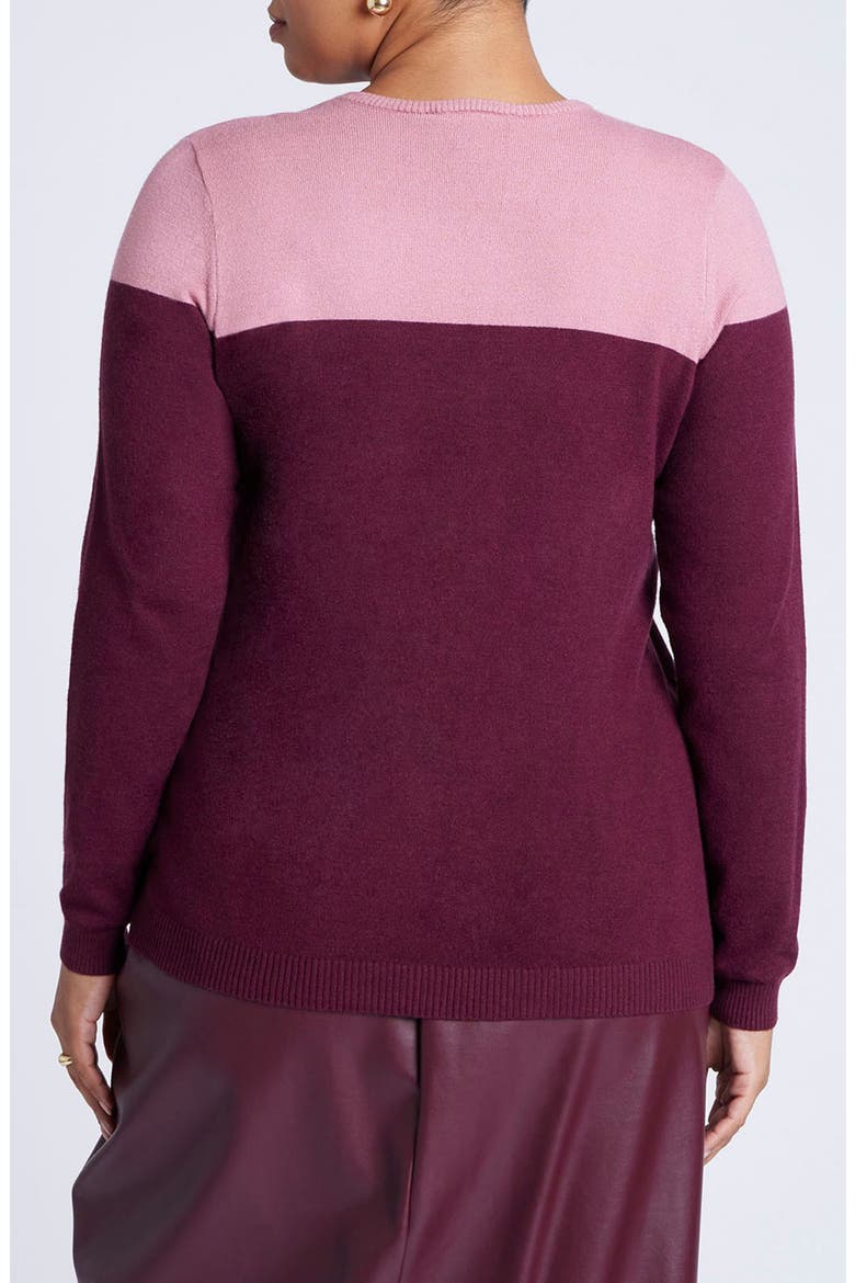 Sweetheart Colorblock Sweater, Alternate, color, CANDY PINK AND MAROON BANNER