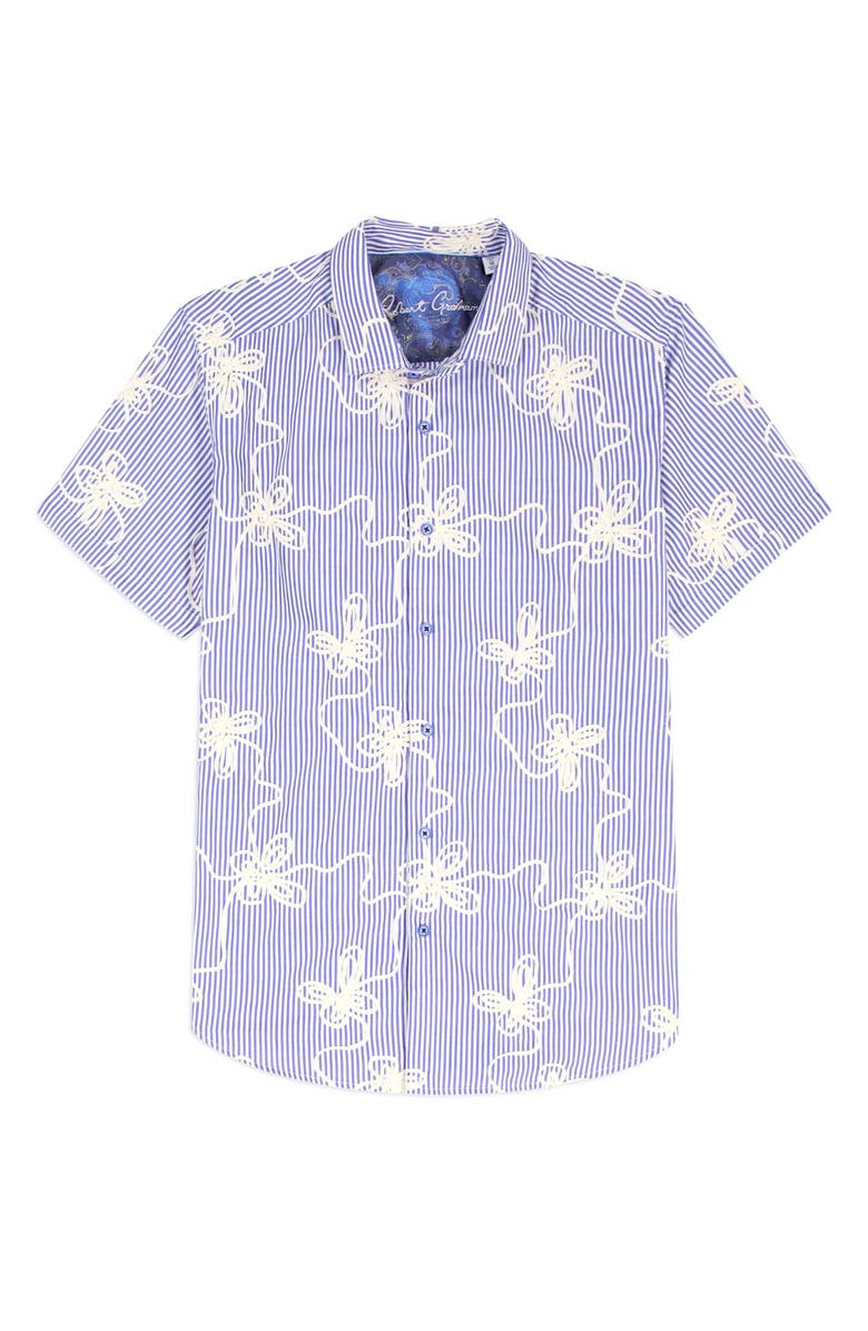 Robert Graham Primrose Cotton Short Sleeve Button-Up Shirt, Alternate, color, Blue