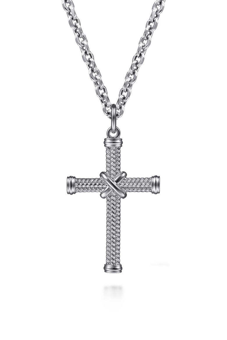 Hampton Sterling Silver Twisted Rope Cross Pendant, Alternate, color, STERLING SILVER