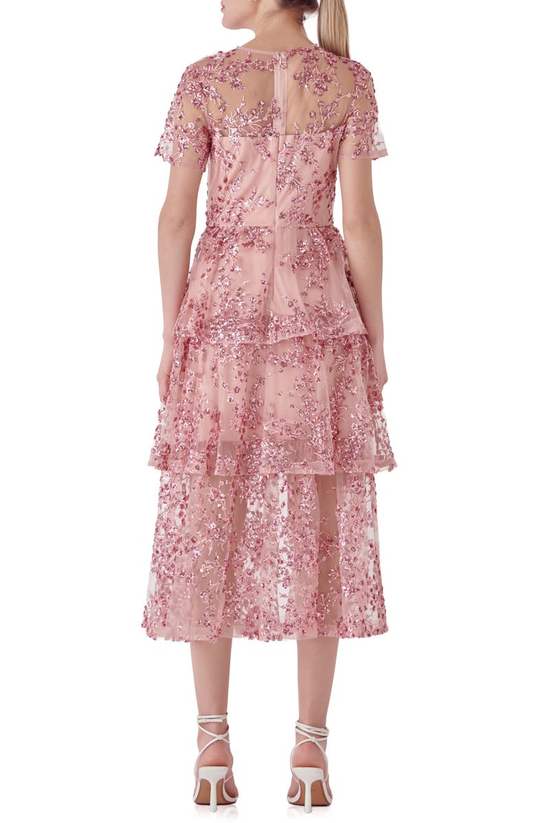 Endless Rose Sequin Embroidered Tiered Dress, Alternate, color, Pink