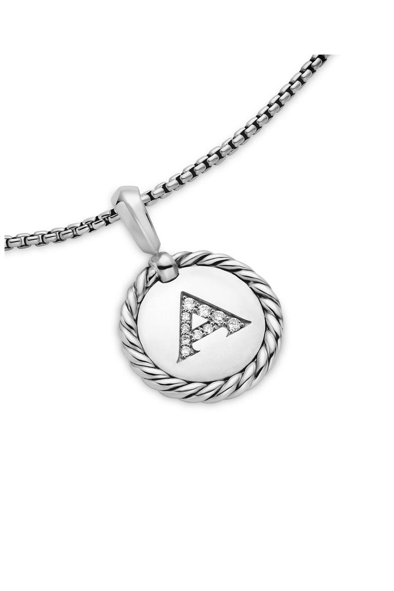 Initial Charm Necklace with Diamonds, Alternate, color, SILVER/ DIAMOND-A