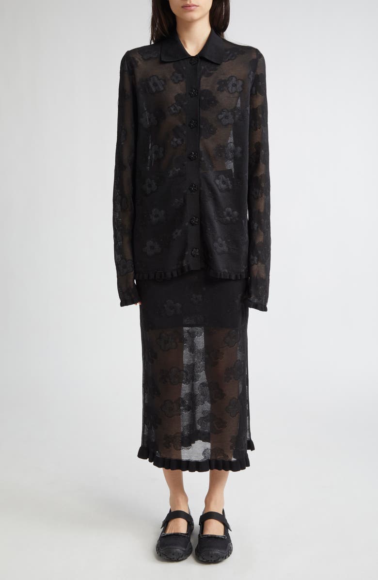 Cecilie Bahnsen Pegonia Sheer Jacquard Pencil Skirt, Alternate, color, 