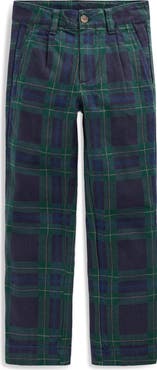 Mini Boden Kids' Smart Slim Plaid Cotton Trousers
