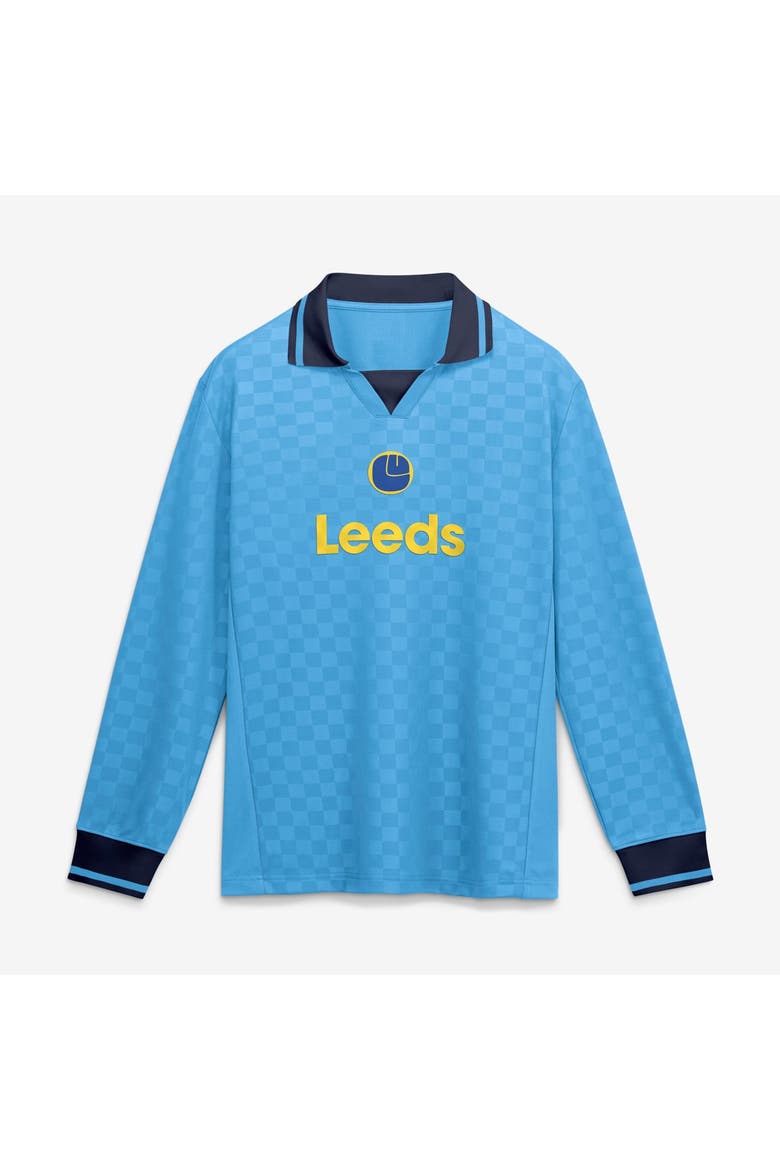 Men's Fanatics Light Blue Leeds United Oversized Long Sleeve Polo Jersey, Main, color, Light Blue
