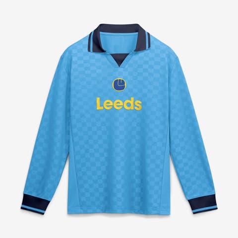 Men's Fanatics Light Blue Leeds United Oversized Long Sleeve Polo Jersey