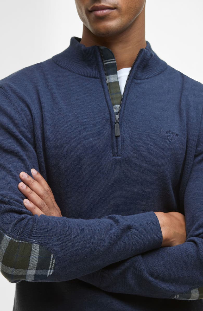 Barbour Avoch Mock Neck Cotton Half Zip Sweater, Alternate, color, Navy Marl