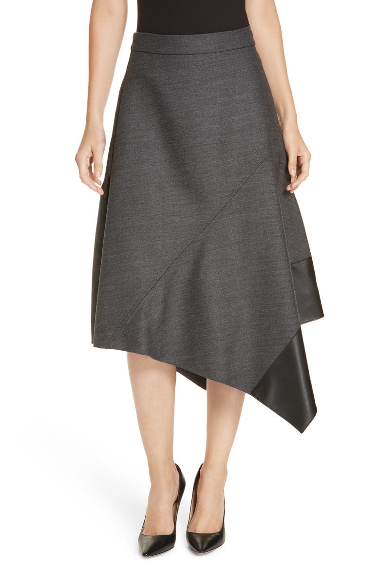 Vadelina Asymmetrical Flare Skirt, Main, color, ANTHRACITE MELANGE