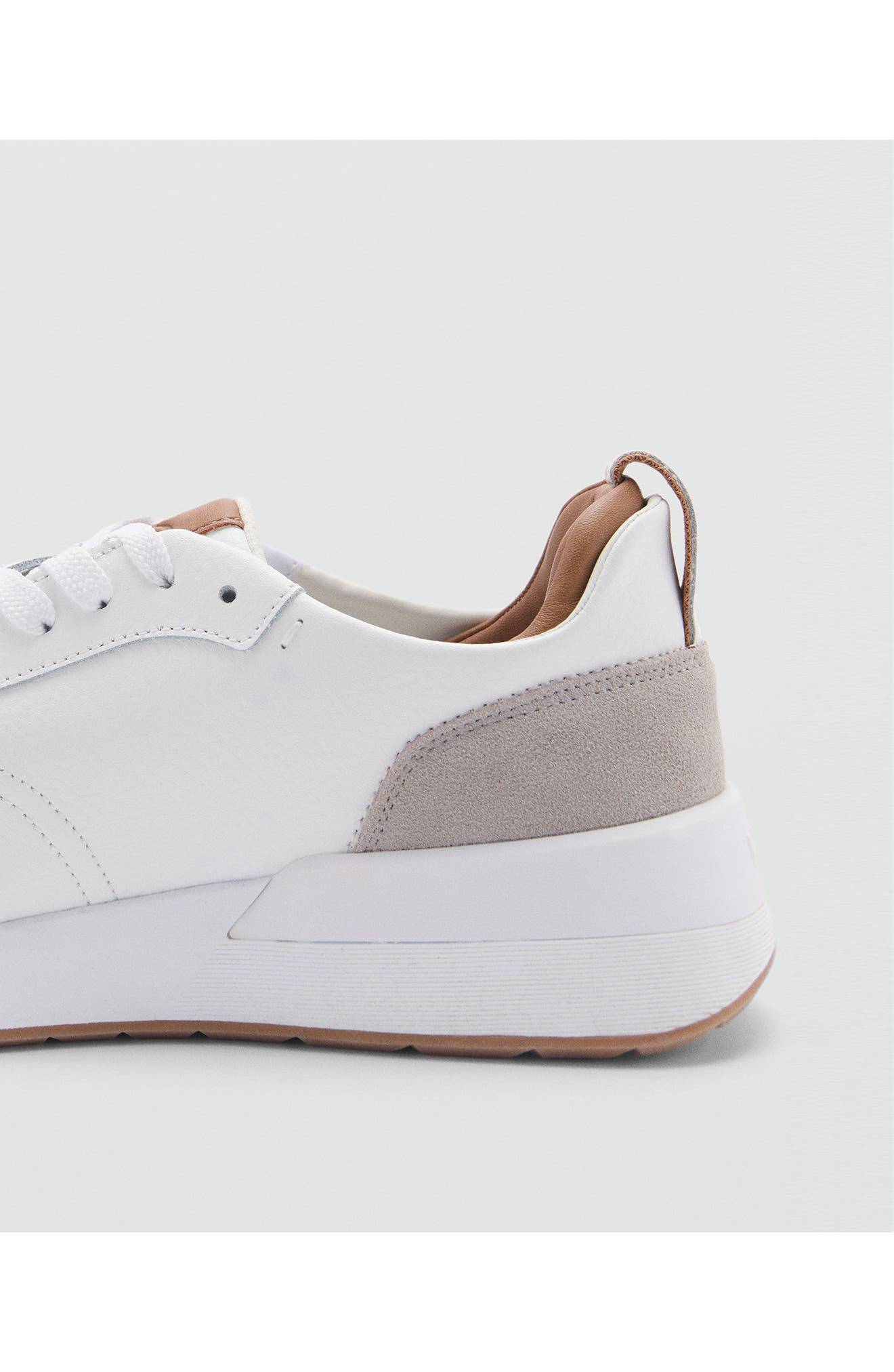 MANGO Leather Mixed Sneaker, Alternate, color, 