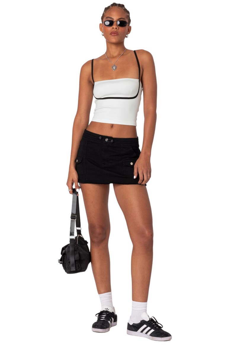 Marianne Cargo Denim Miniskirt, Alternate, color, BLACK