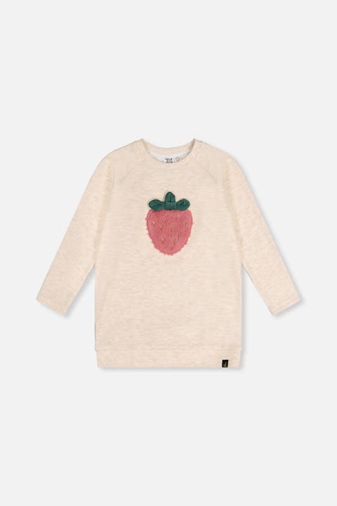 Brushed Jersey Strawberry Appliqué Raglan Sleeve Tunic