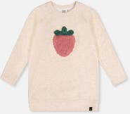 Deux par Deux Brushed Jersey Strawberry Appliqué Raglan Sleeve Tunic