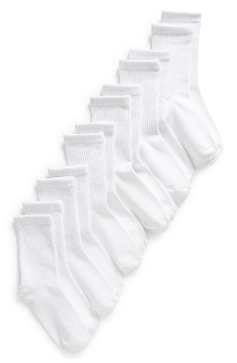 Capelli New York Kids' 6-Pack Crew Socks, Main, color, White