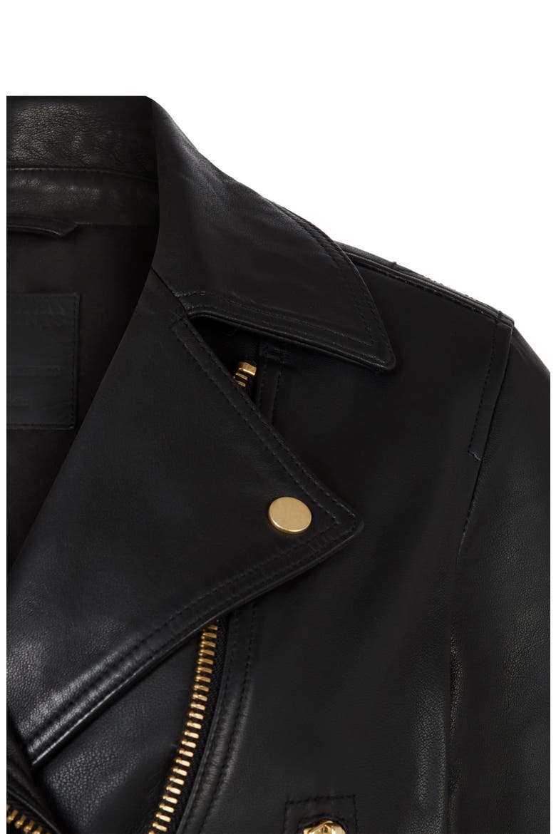 Elora Leather Biker Jacket, Alternate, color, BLACK