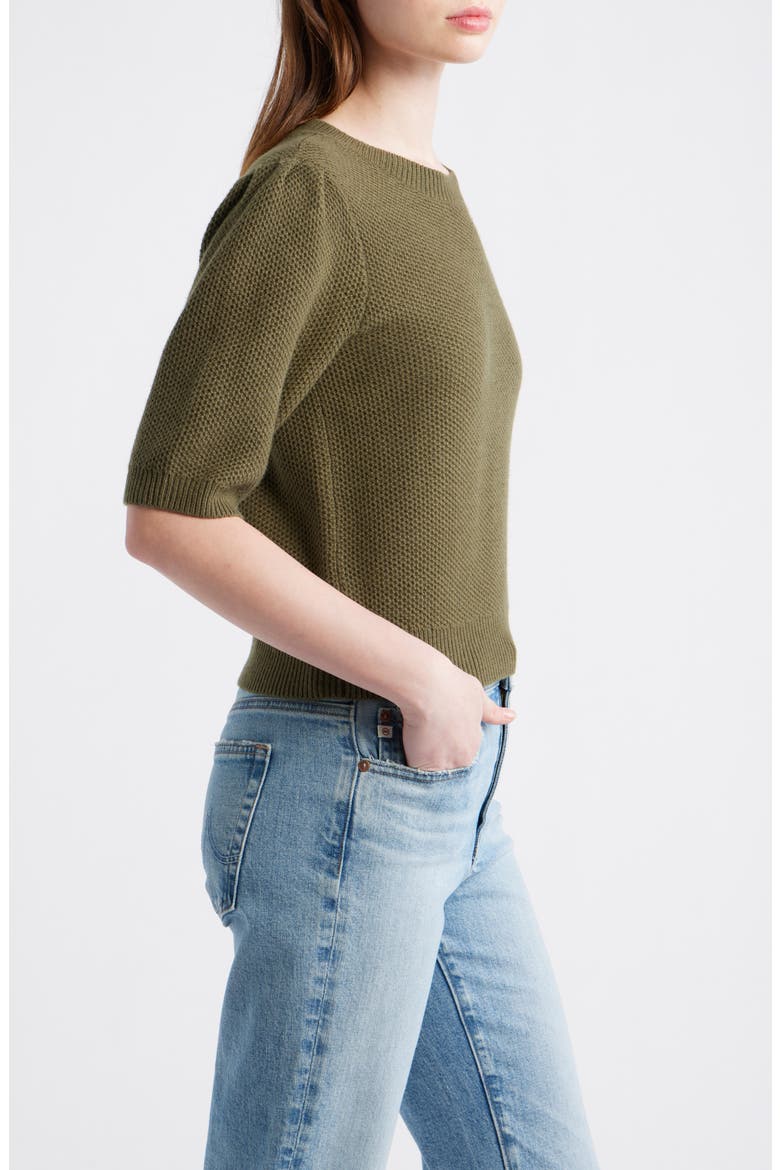 Puff Sleeve Textured Sweater, Alternate, color, FADED IVY