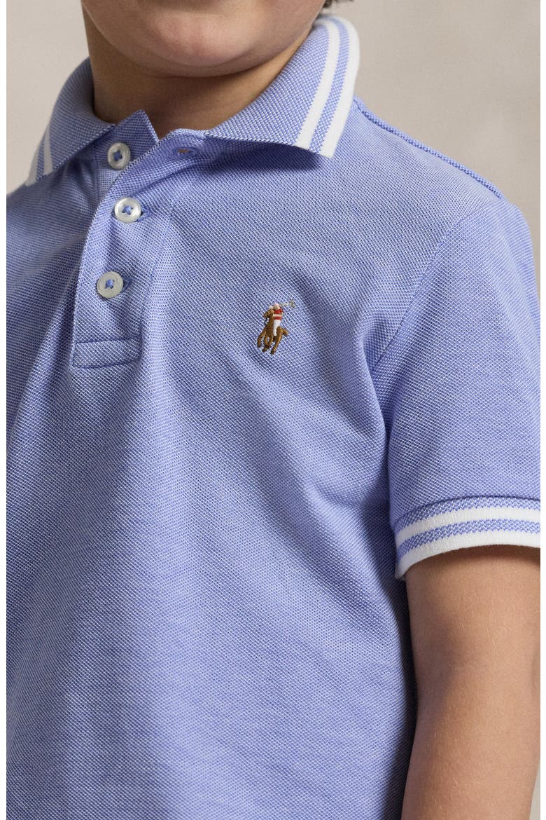 Kids' Tipped Cotton Piqué Polo, Alternate, color, BLUE MU