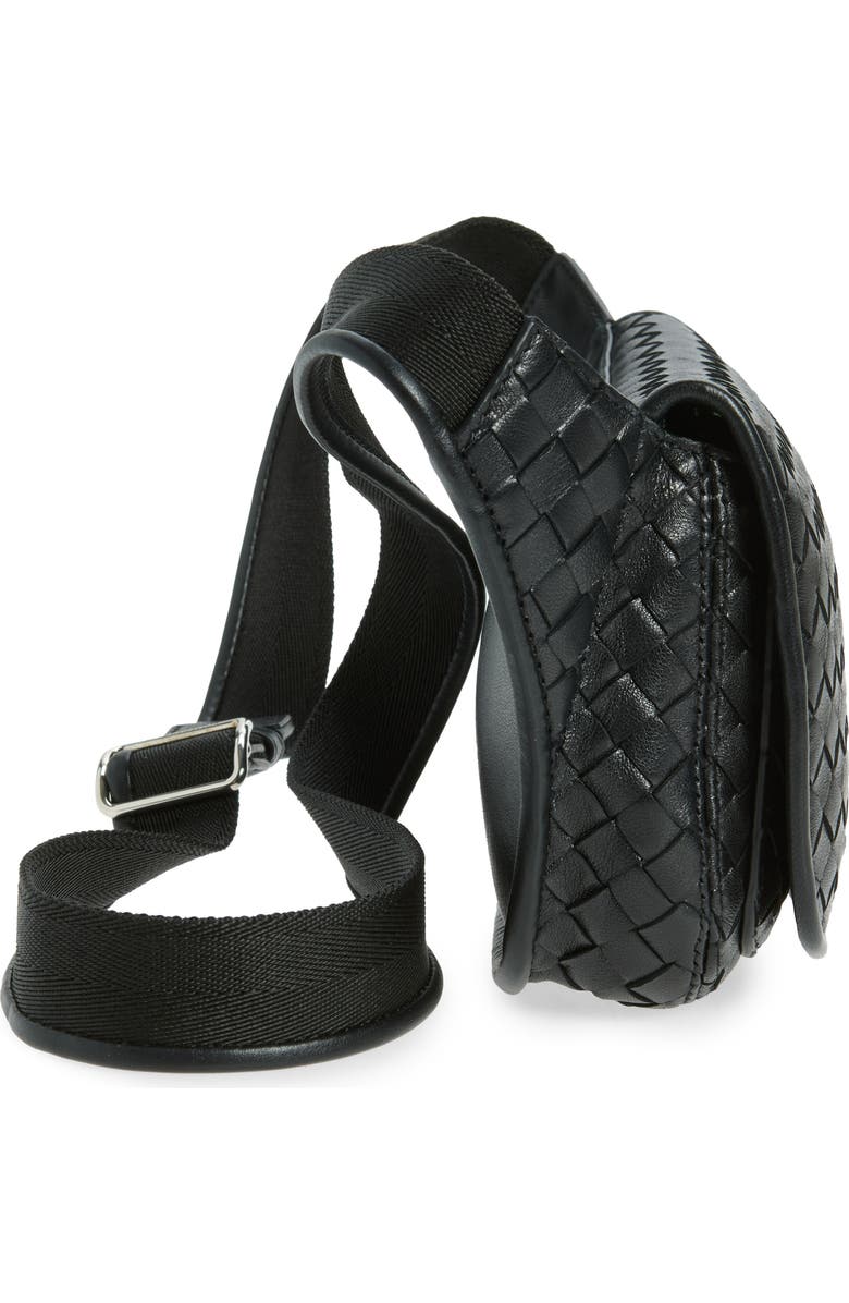 Bottega Veneta Veneto Intrecciato Leather Sling Bag, Alternate, color, Black-Vintage Silver