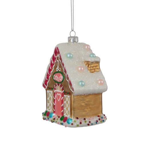 Northlight 4.5" Glittered Gingerbread House Glass Christmas Ornament In Brown